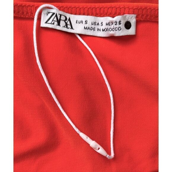 NWOT Zara Bright Orange Draped Crossover Halter Neck Top Bodysuit, Size Small - Picture 13 of 14
